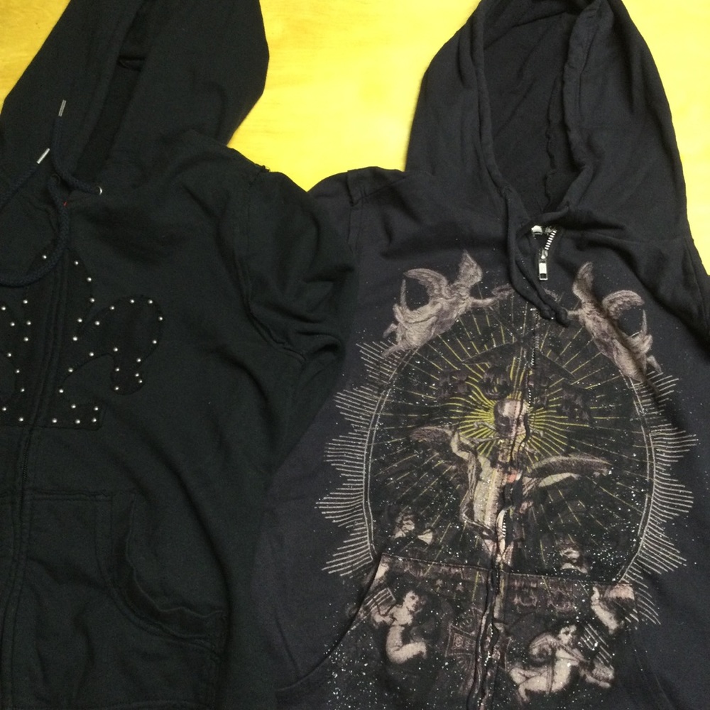 Two Vintage Style Hoodies Sz Large